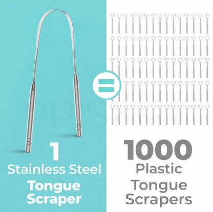Stainless Steel Tongue Scraper for Better Breath & Oral Care - Pack of 2