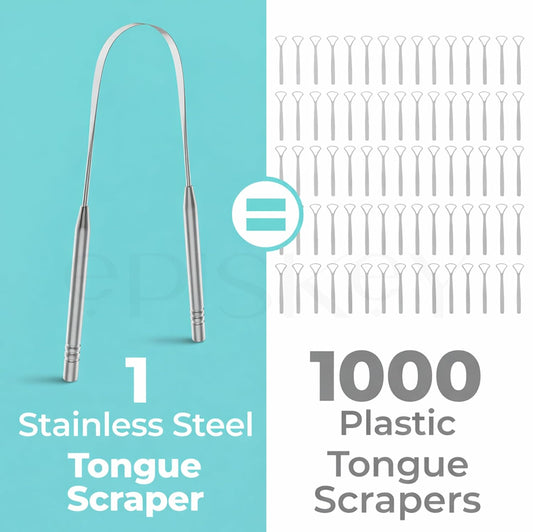 Stainless Steel Tongue Scraper for Better Breath & Oral Care - Pack of 2