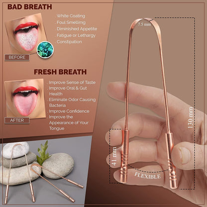 Copper Tongue Scraper Cleaner | Perfect Surgical Tongue Scraper - PACK OF 2