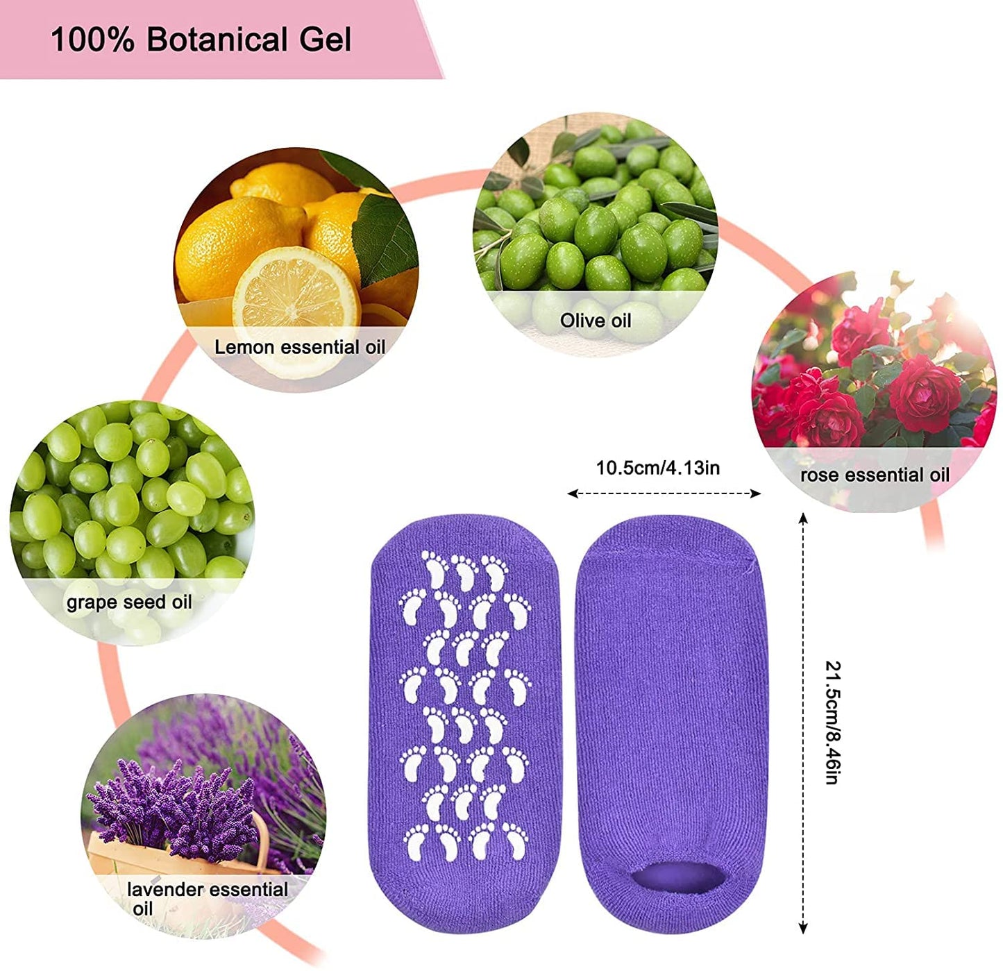 Moisturizing Socks with Spa Gel for Moisturizing Vitamin and Essential Oils Infused, Gel Socks for Women Repair Dry Cracked Skins Softens Feet