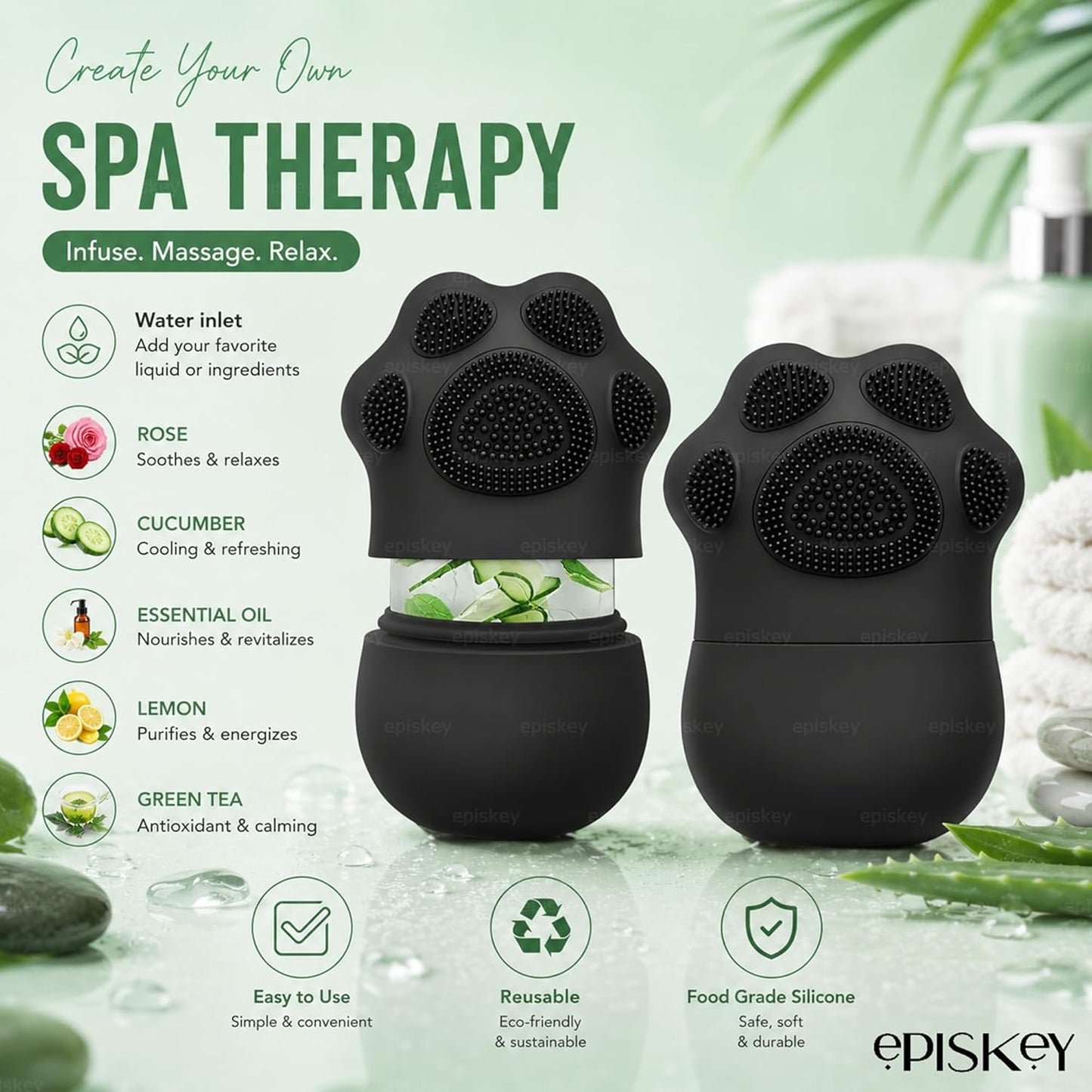 Soft Silicone Back Scrubber Long Handle Bath Brush + Body Scrubber Bath Brush + Scalp Massager