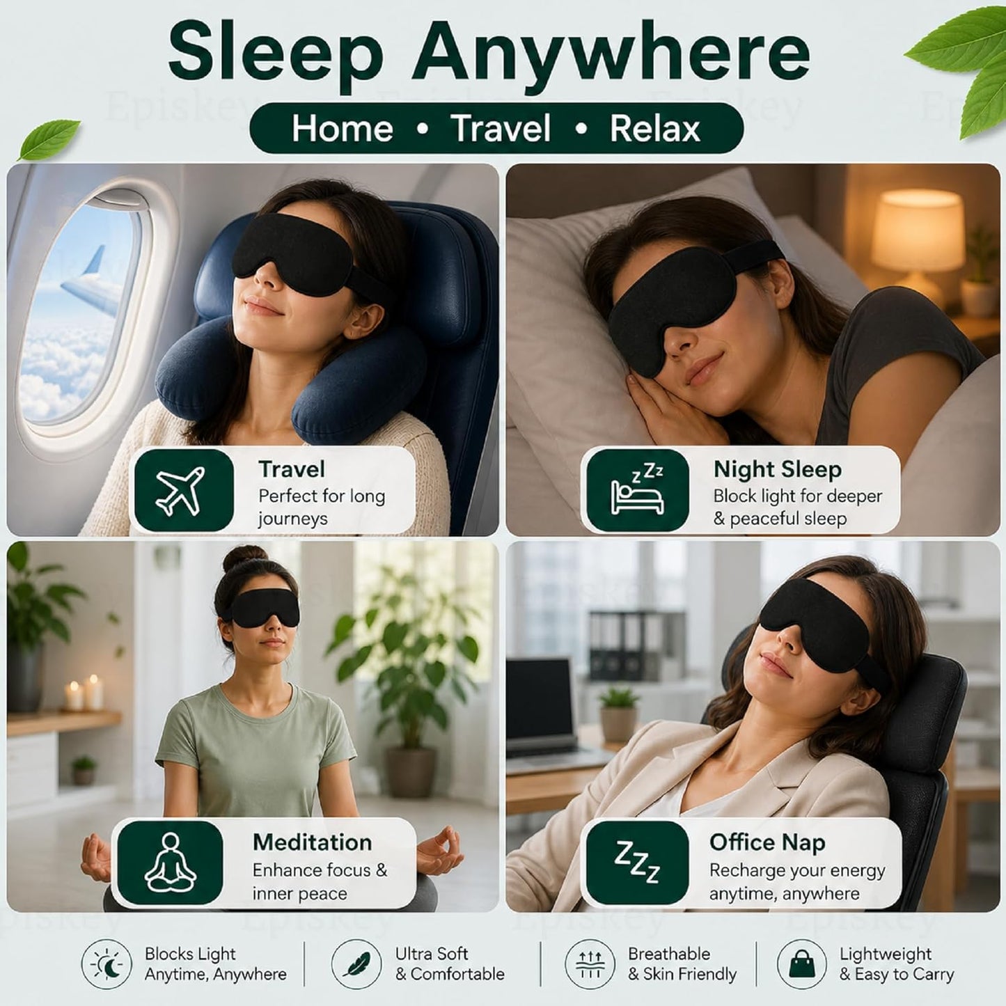 Premium Velvet Eye Sleep Mask for Men & Women | Soft Eye Mask
