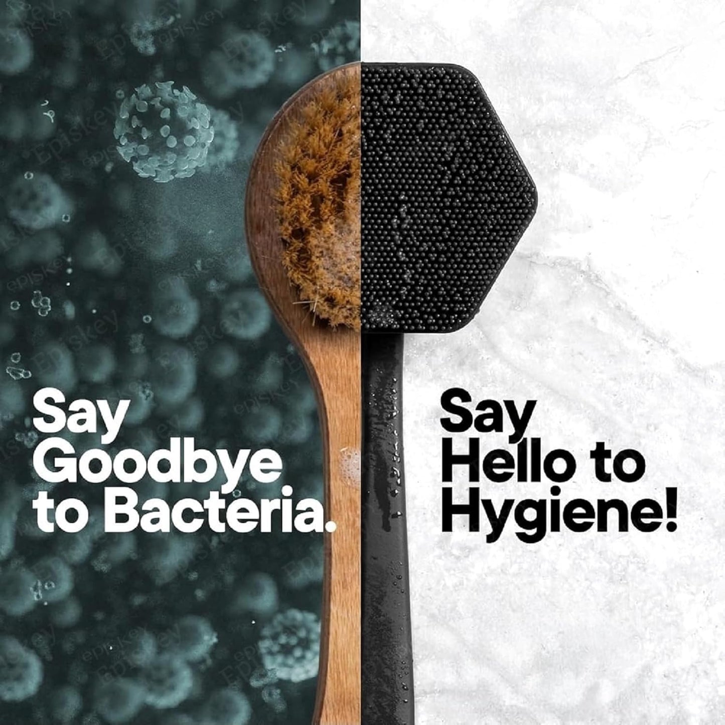 Back Scrubber - Exfoliates & Deep Cleans - Silicone Shower & Bath Brightening Body Brush with Long Handle and Bespoke Bristles - Bathroom & Hygiene Accessory