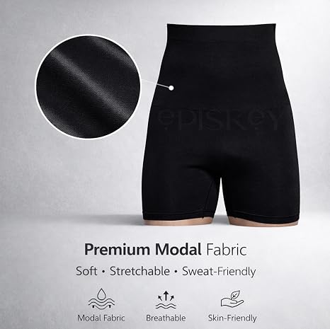Men Tummy Control Seamless Shorts High Waist Slimming Underwear Body Shaper Belly Girdle Boxer Stomach Fitness for Exercise & Workout Briefs Black, Free Size