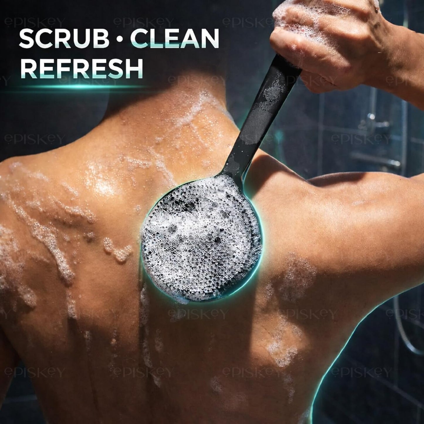 Soft Silicone Back Scrubber Shower Bath Brush with Long Handle | Flexible