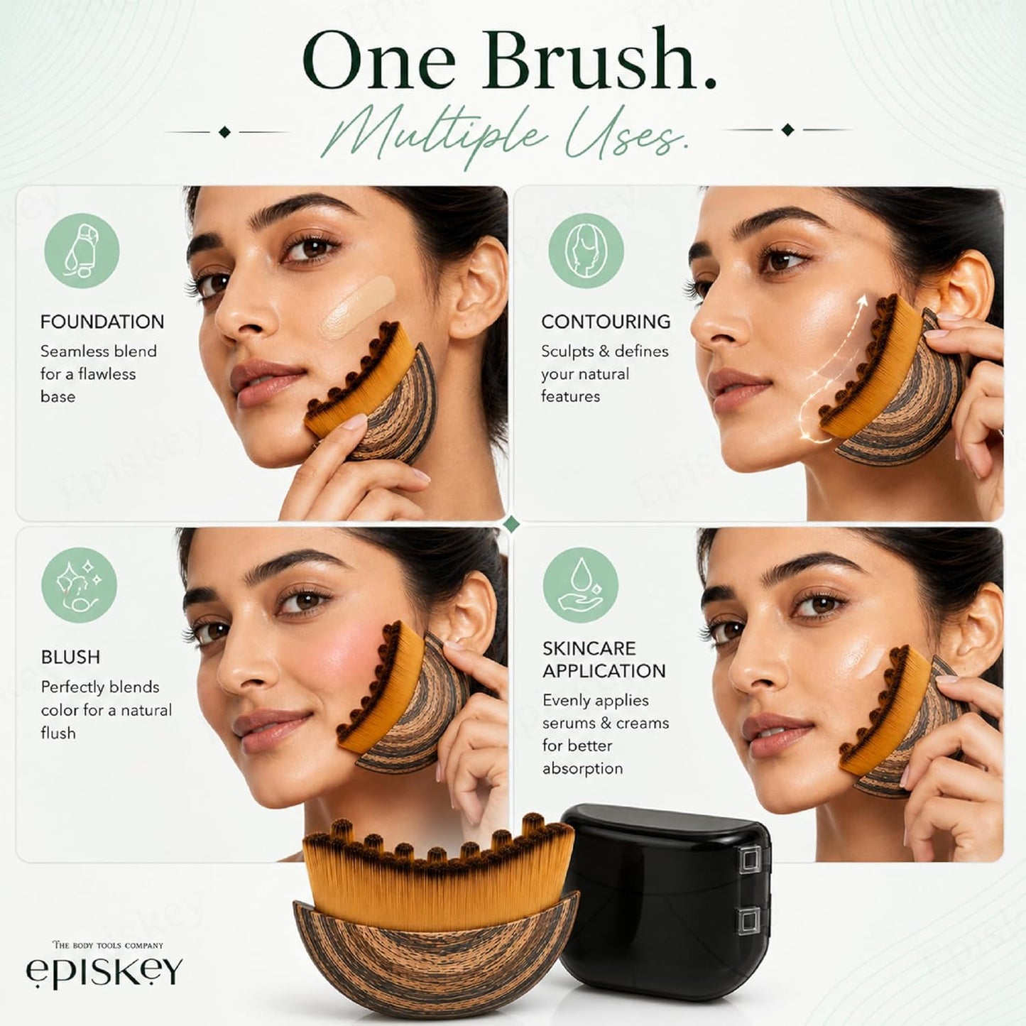 Lymphatic Contour Face Brush-Hypoallergenic Ergonomic Facial Cleansing Brush for Sculpting