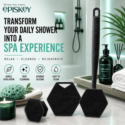 Ultimate Trio Bath Scrubber Combo | 3-in-1 Silicone Face, Body & Back Scrubber Combo