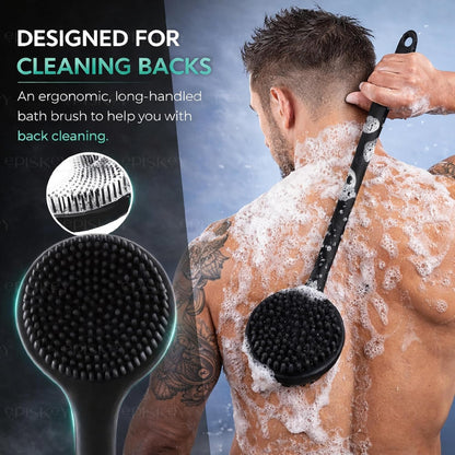 Soft Silicone Back Scrubber Shower Bath Brush with Long Handle | Flexible