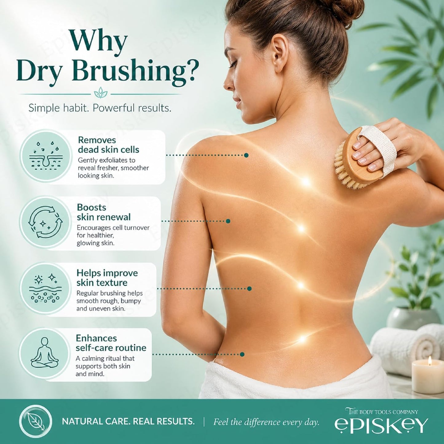 Dry Skin Body Brush Improves Skin's Health and Beauty With Natural Bristle