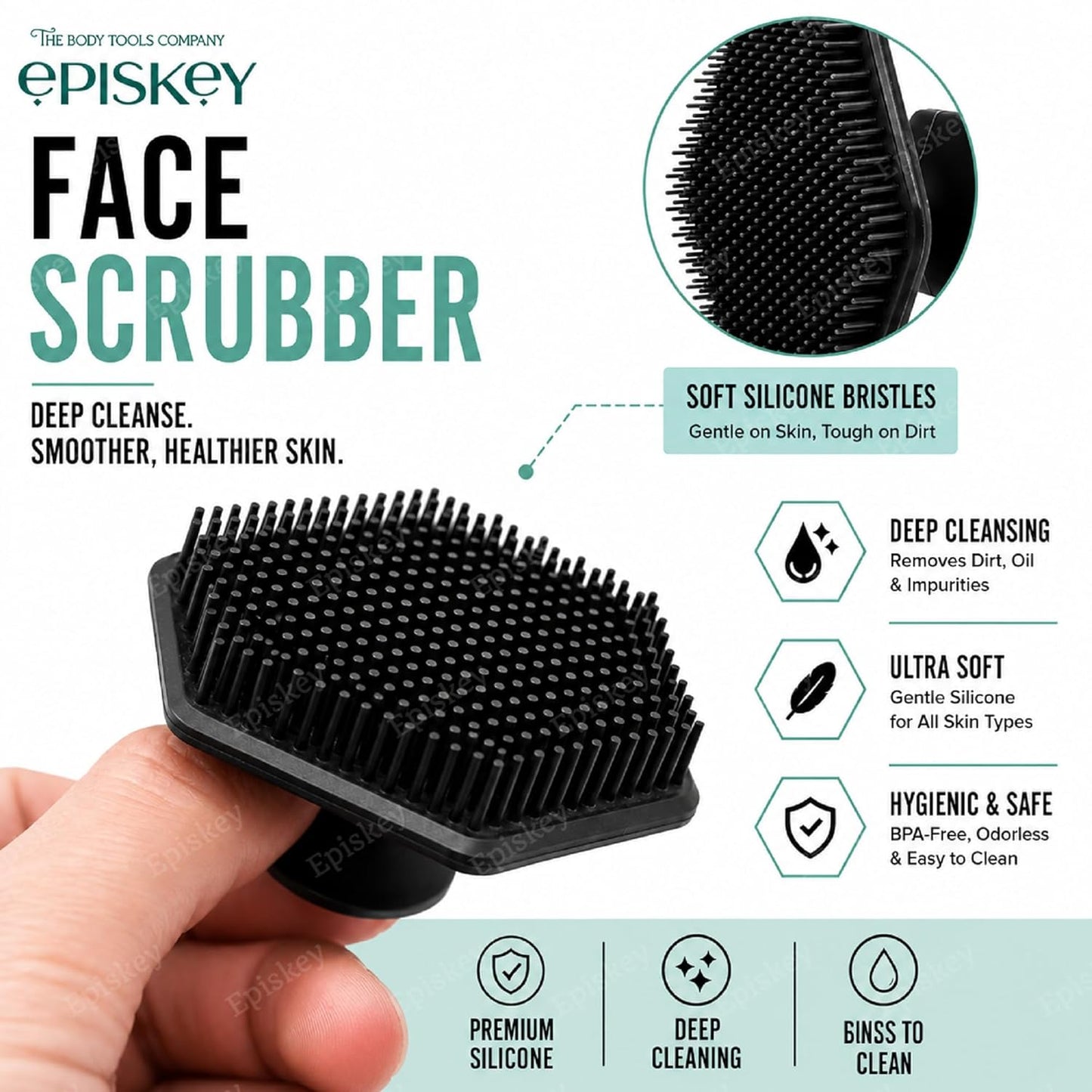 Ultimate Trio Bath Scrubber Combo | 3-in-1 Silicone Face, Body & Back Scrubber Combo