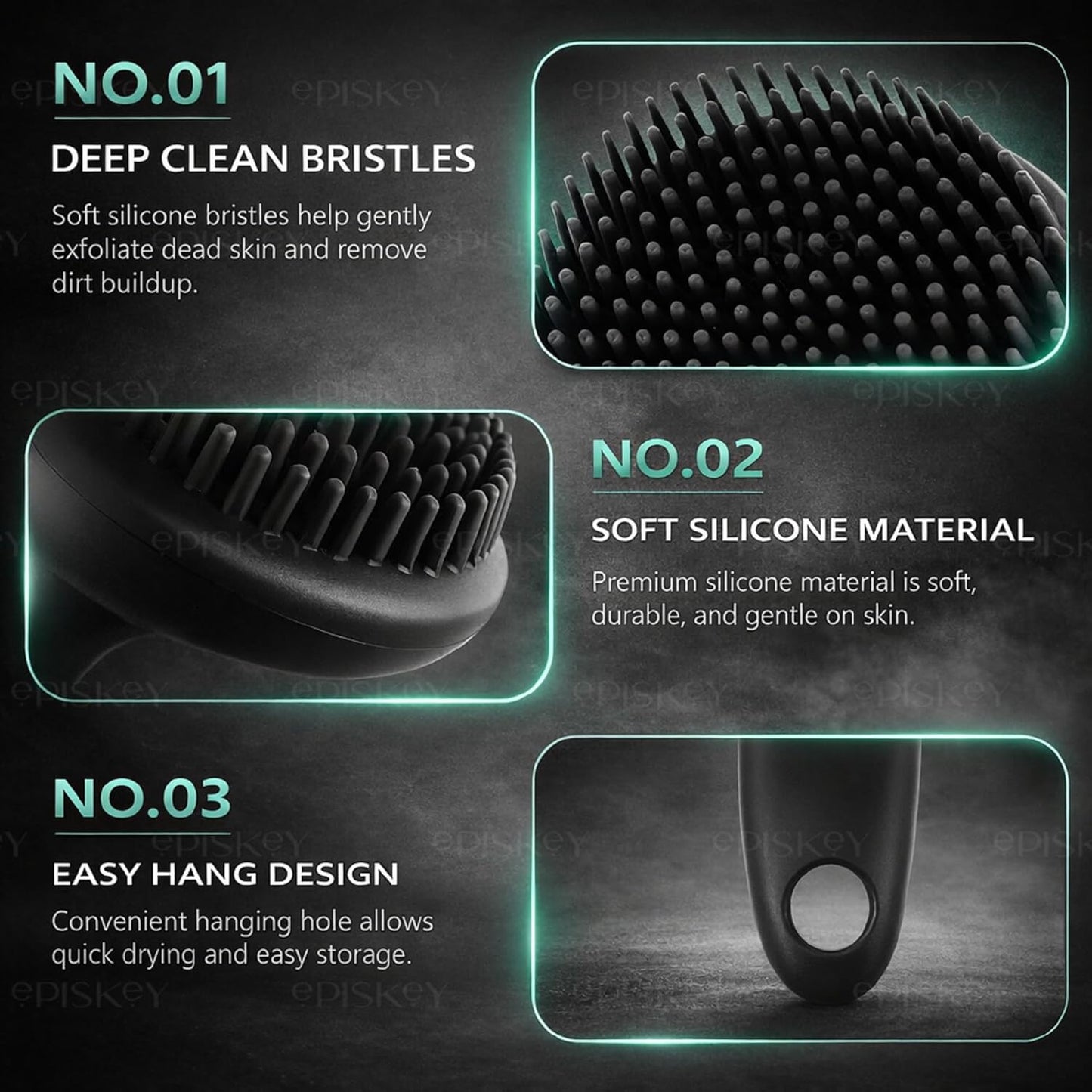 Soft Silicone Back Scrubber Shower Bath Brush with Long Handle | Flexible