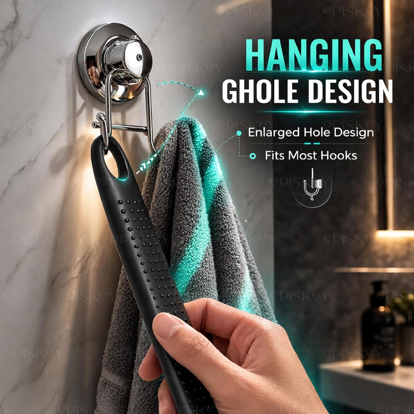 Soft Silicone Back Scrubber Shower Bath Brush with Long Handle | Flexible