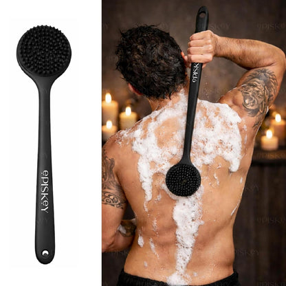 Soft Silicone Back Scrubber Shower Bath Brush with Long Handle | Flexible