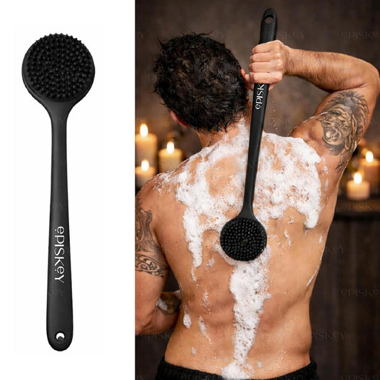 Soft Silicone Back Scrubber Shower Bath Brush with Long Handle | Flexible