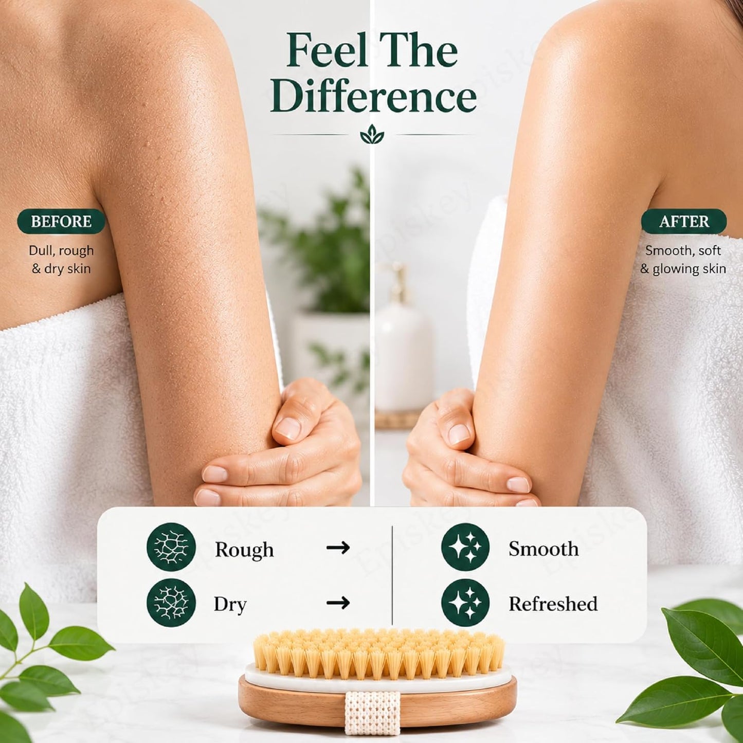 Dry Skin Body Brush Improves Skin's Health and Beauty With Natural Bristle