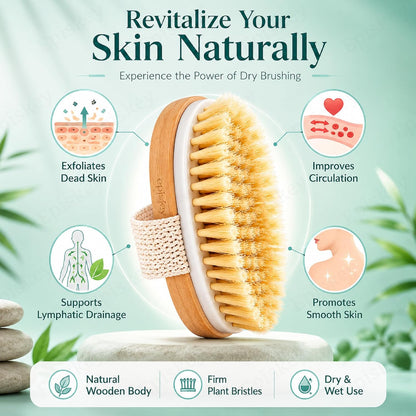 Dry Skin Body Brush Improves Skin's Health and Beauty With Natural Bristle