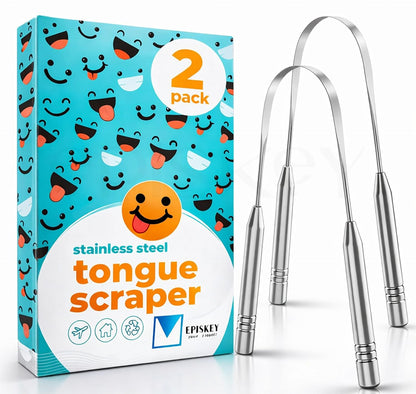 Stainless Steel Tongue Scraper for Better Breath & Oral Care - Pack of 2