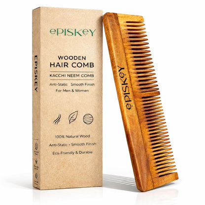 Oil-Treated Kacchi Neem Wooden Comb with Bhringraj & Ayurvedic Herbs