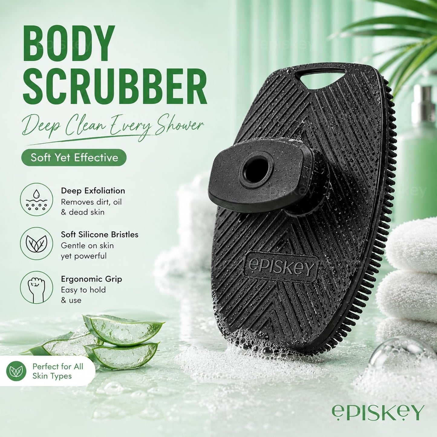 Soft Silicone Back Scrubber Long Handle Bath Brush + Body Scrubber Bath Brush + Scalp Massager