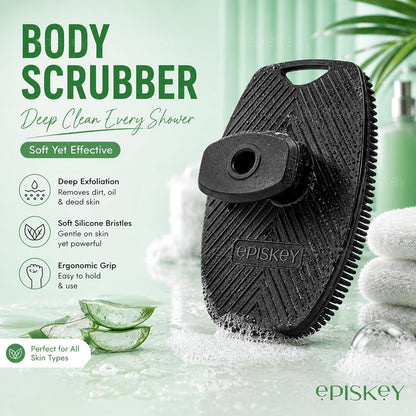 Soft Silicone Back Scrubber Long Handle Bath Brush + Body Scrubber Bath Brush + Scalp Massager