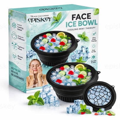 Silicone Face Bowl for Ice with Built-In Icetray, Collapsible Face Tub for Ice Bath