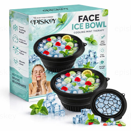 Silicone Face Bowl for Ice with Built-In Icetray, Collapsible Face Tub for Ice Bath