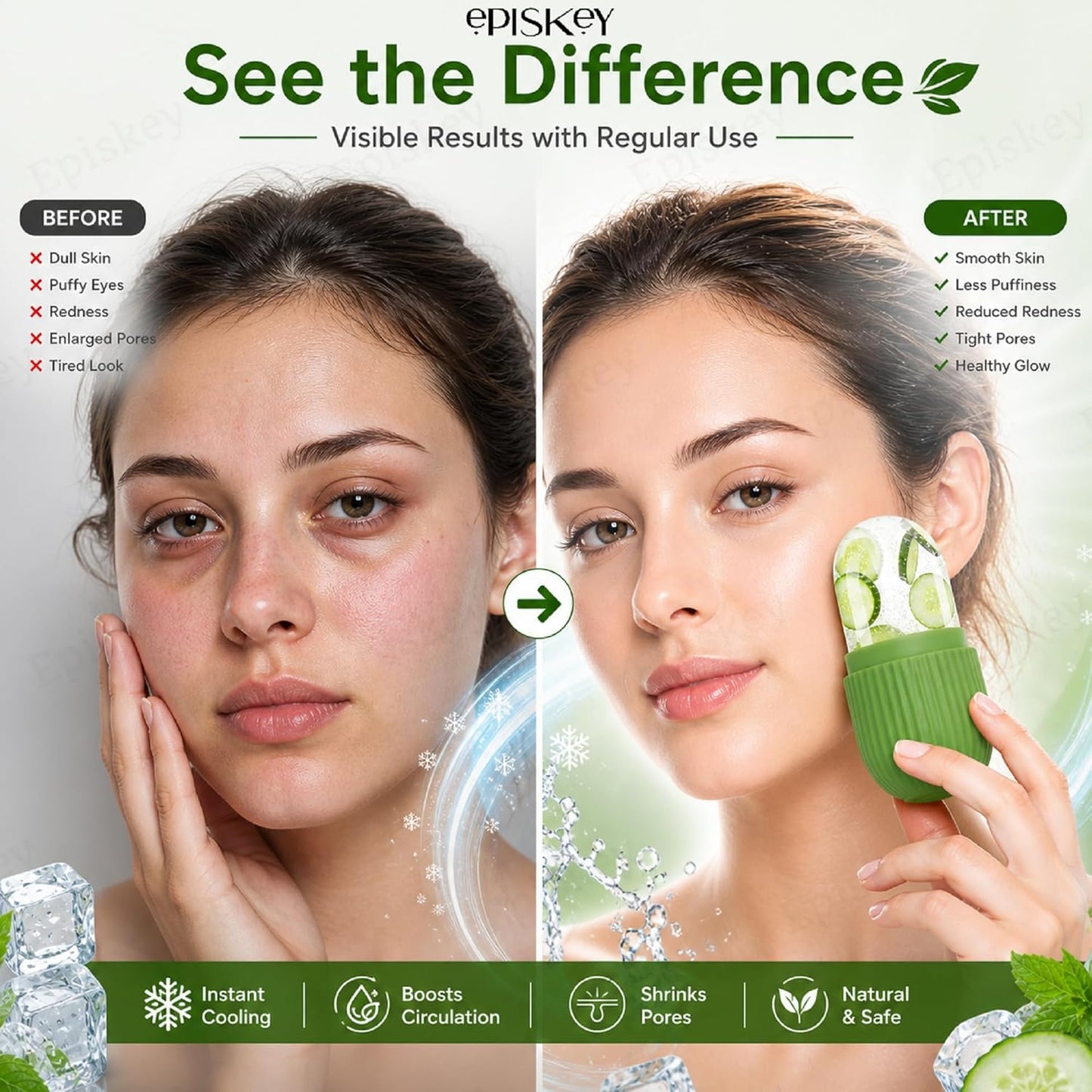 Ice Face Roller-Tighten & Tone Your Face Skin, Face Ice Cube