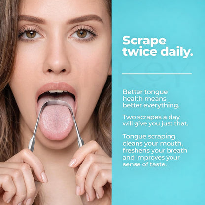 Stainless Steel Tongue Scraper for Better Breath & Oral Care - Pack of 2