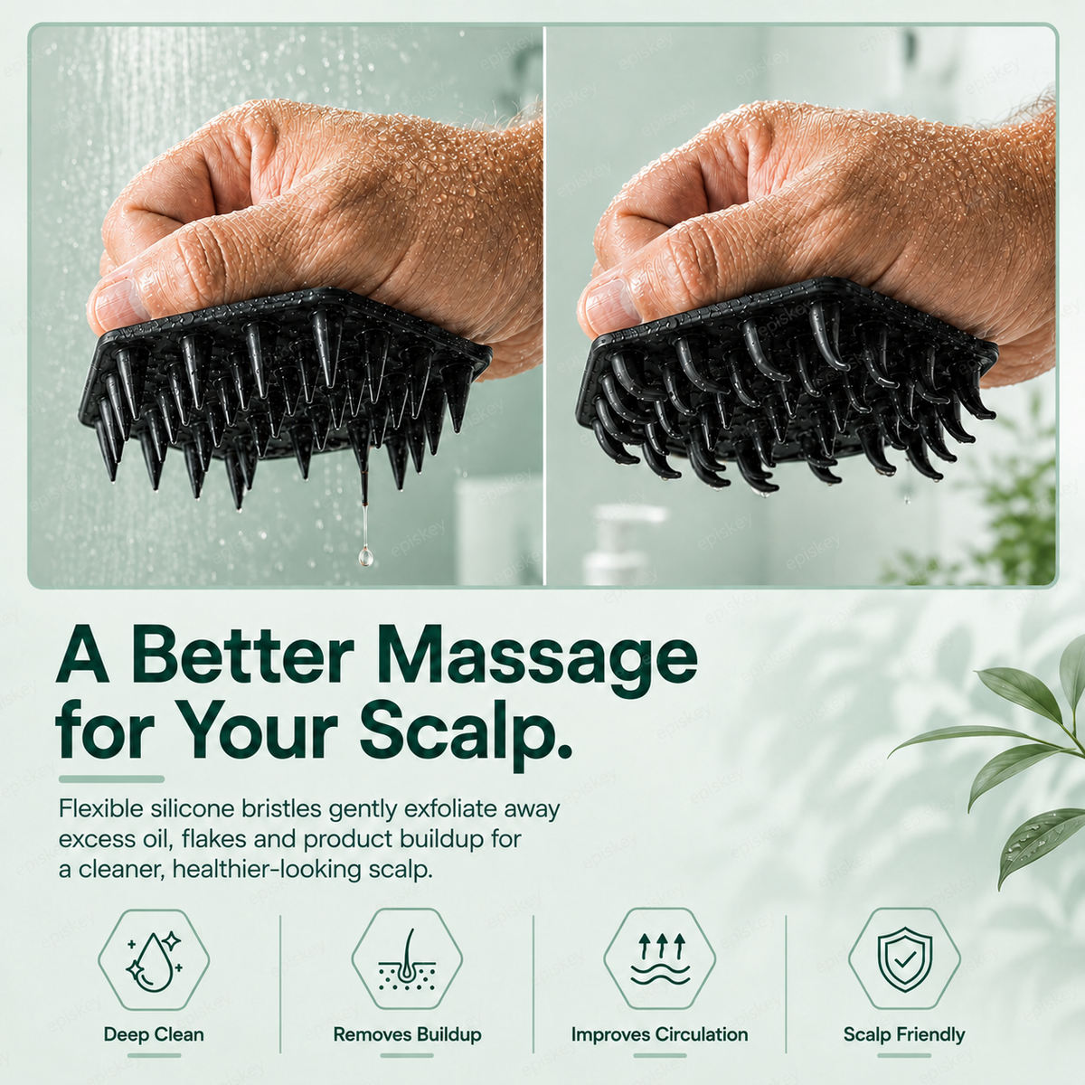 Episkey Scalp Scrubber & Hair Massager | Silicone Shampoo Brush for Deep Scalp Cleansing, Dandruff Control & Relaxing Massage