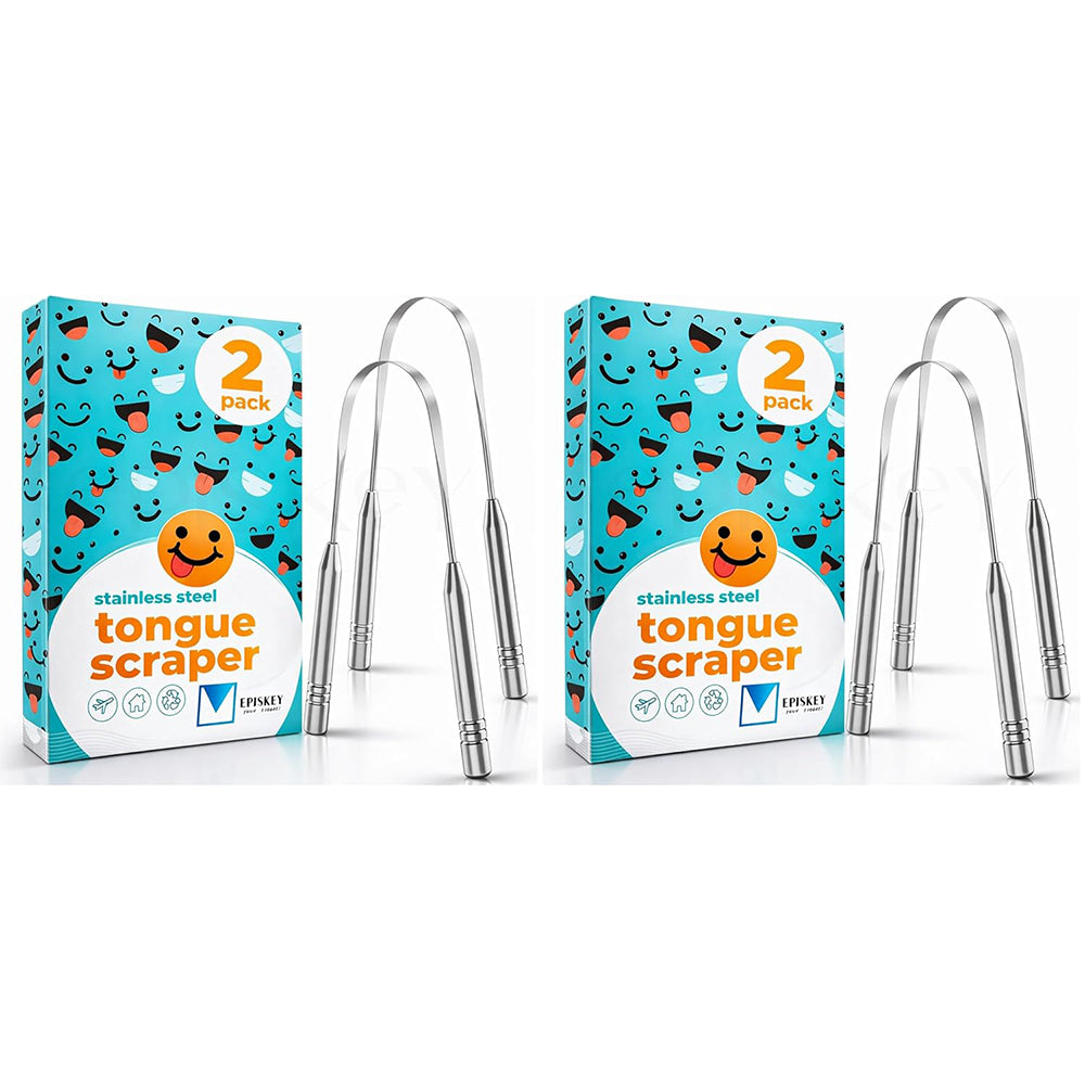 Stainless Steel Tongue Scraper for Better Breath & Oral Care - Pack of 2