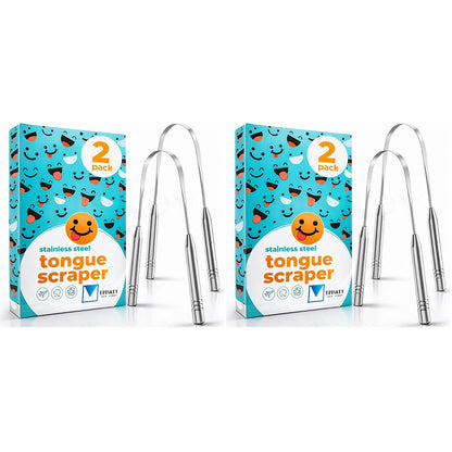 Stainless Steel Tongue Scraper for Better Breath & Oral Care - Pack of 2